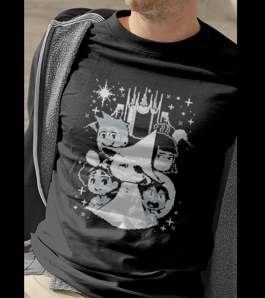 In Stars And Time Characters Pixel Art Cosmic Adventure T-Shirt