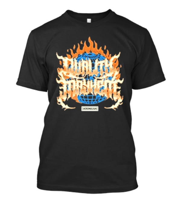 Hoonigan Burnt Mayhem World Globe Flames T-Shirt