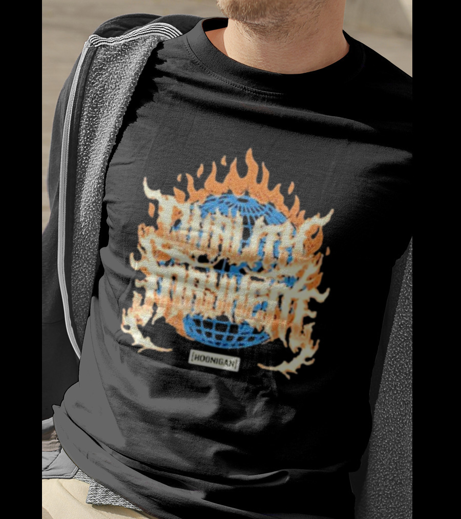 Hoonigan Burnt Mayhem World Globe Flames T-Shirt