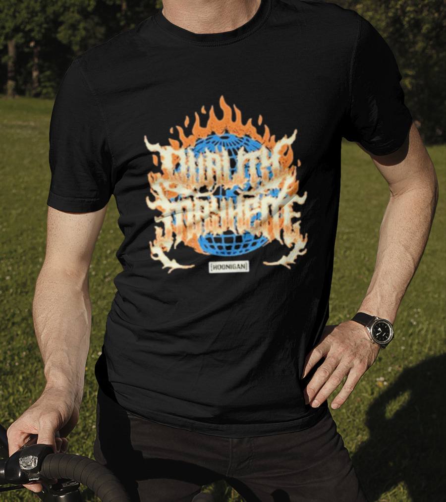 Hoonigan Burnt Mayhem World Globe Flames T-Shirt