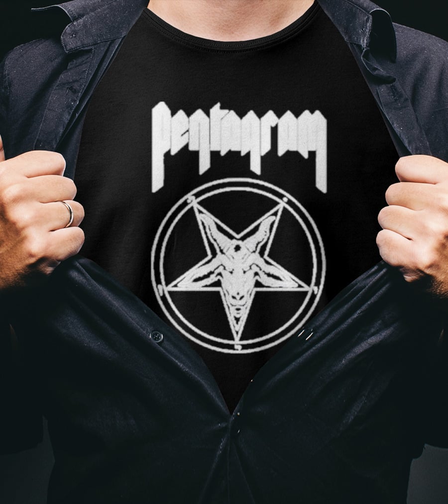 Pentagram Goat Head Circle Night Shift T-Shirt