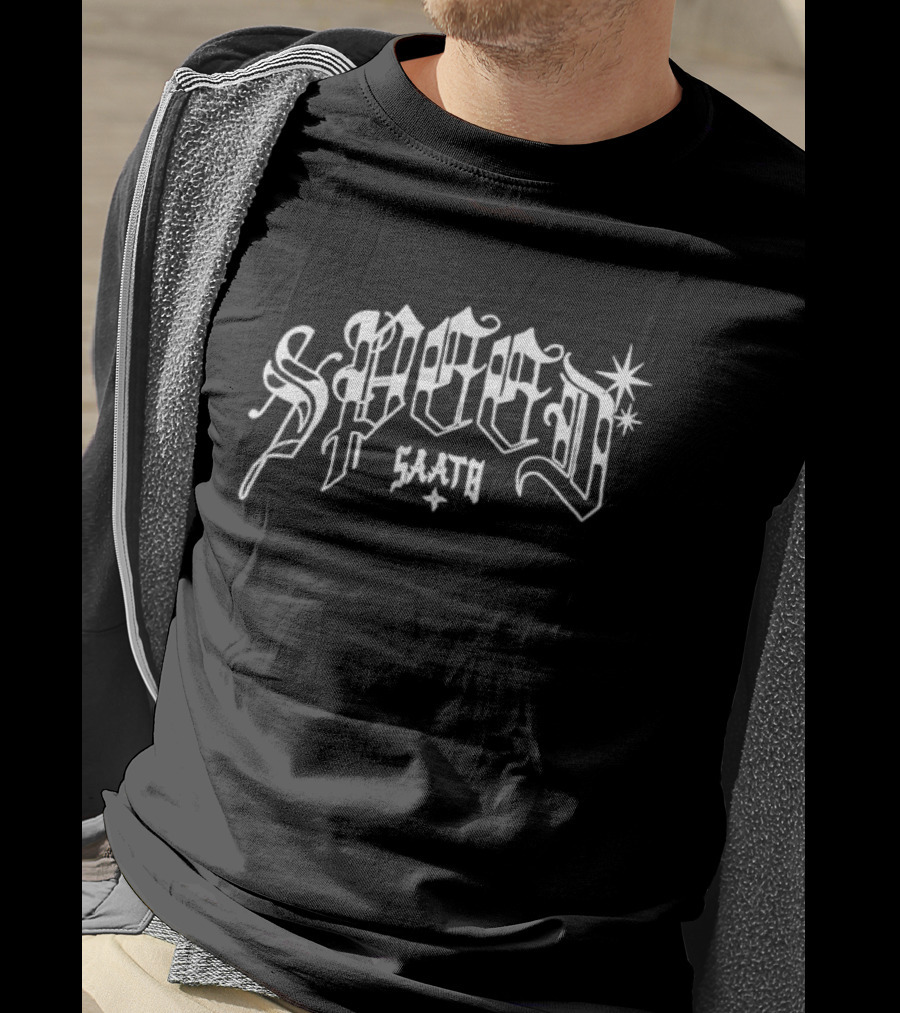 Speed Saato Vintage Tattoo Font Starburst T-Shirt