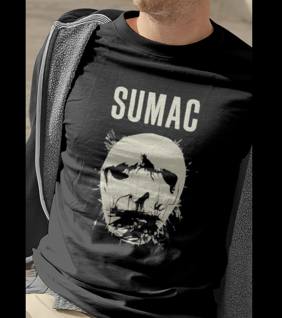 SUMAC Band Monochrome Abstract Face T-Shirt