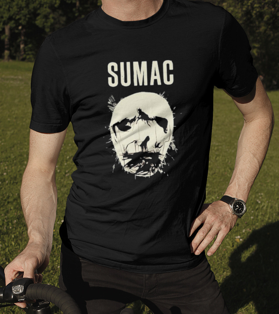 SUMAC Band Monochrome Abstract Face T-Shirt