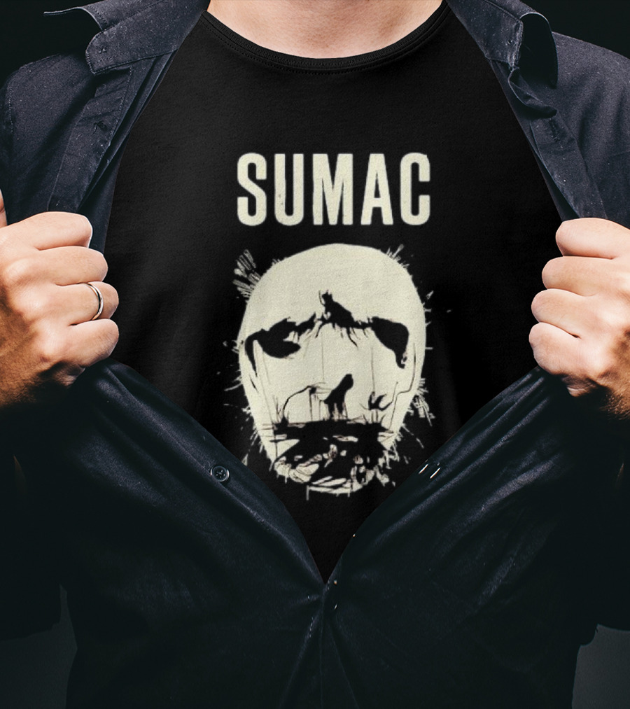 SUMAC Band Monochrome Abstract Face T-Shirt