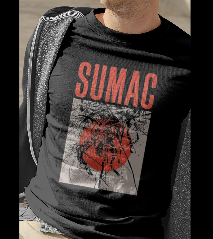 Sumac Shadow Art With Red Circle And Black Lines T-Shirt