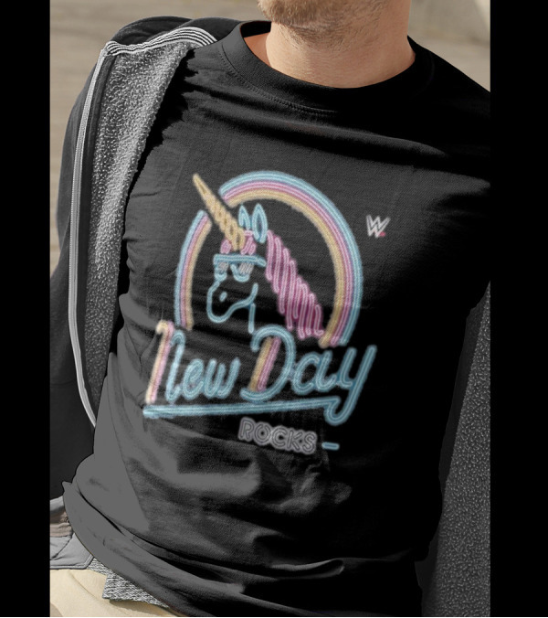 The New Day WWE Neon Unicorn Rocks Ripple Junction T-Shirt