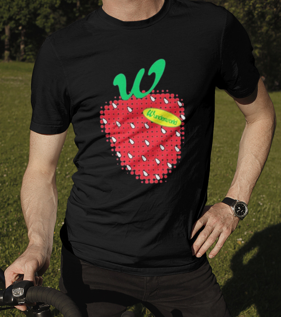 Wunderworld Strawberry Pattern With Green Leaf Initial T-Shirt