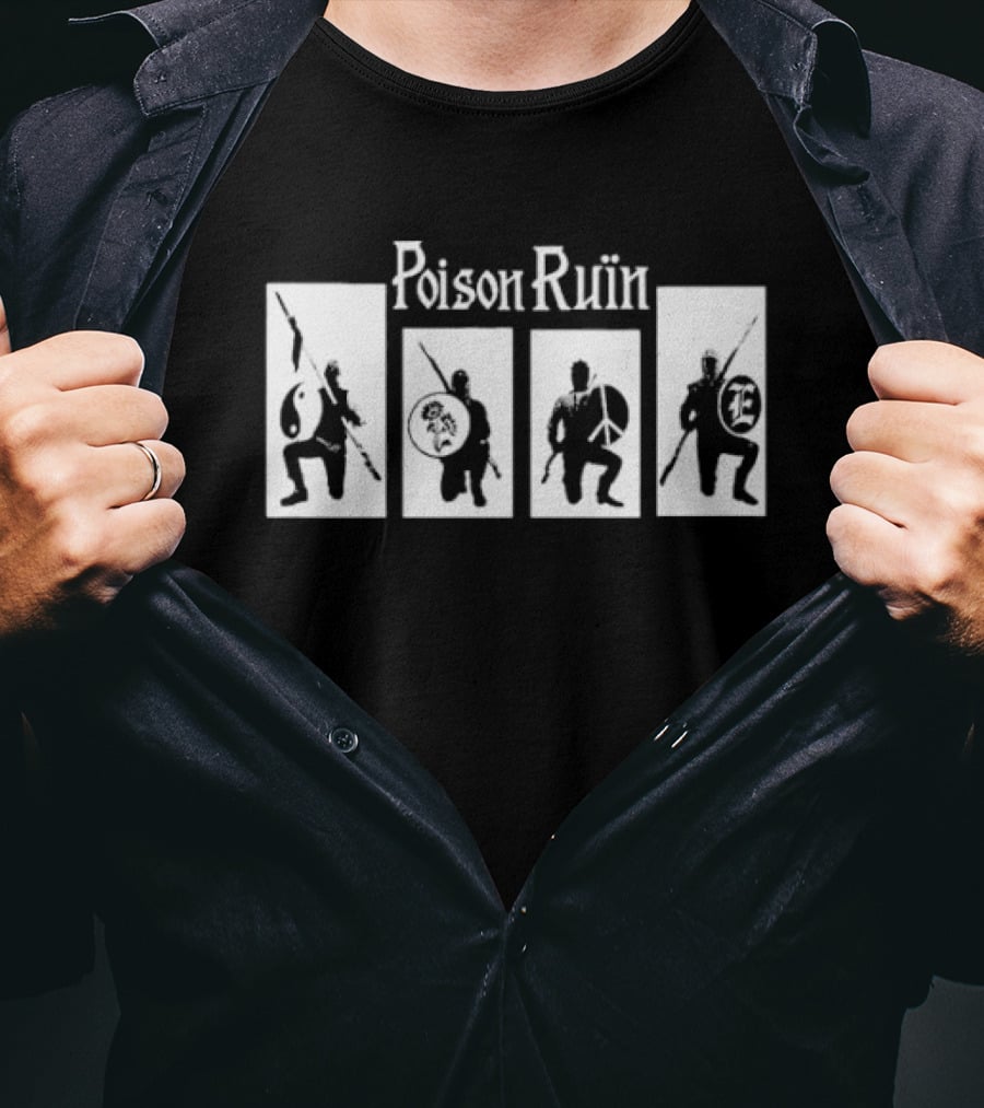 Poison Ruin Yin Yang Faces Peace Symbols Knights T-Shirt