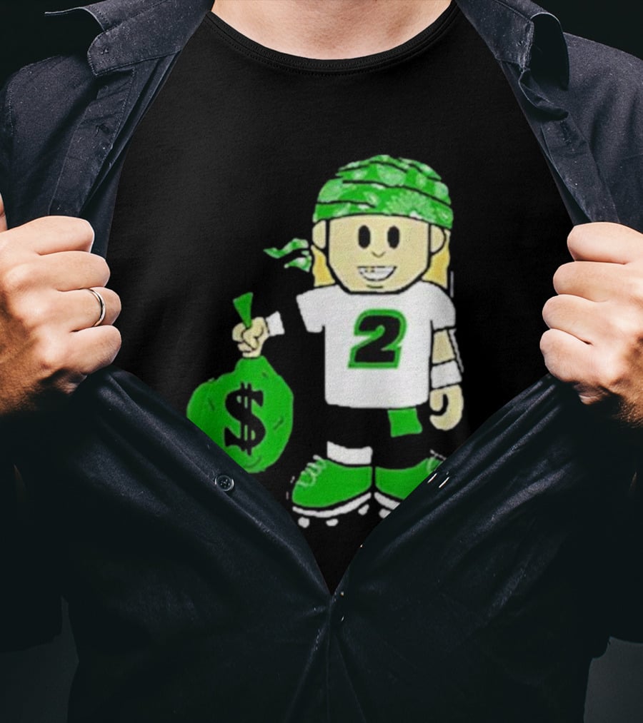 Football Player Number 2 Kids Money Bag Cartoon T-Shirt