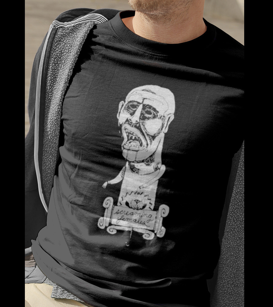 Screaming Females Band Illustration Black And White Head T-Shirt