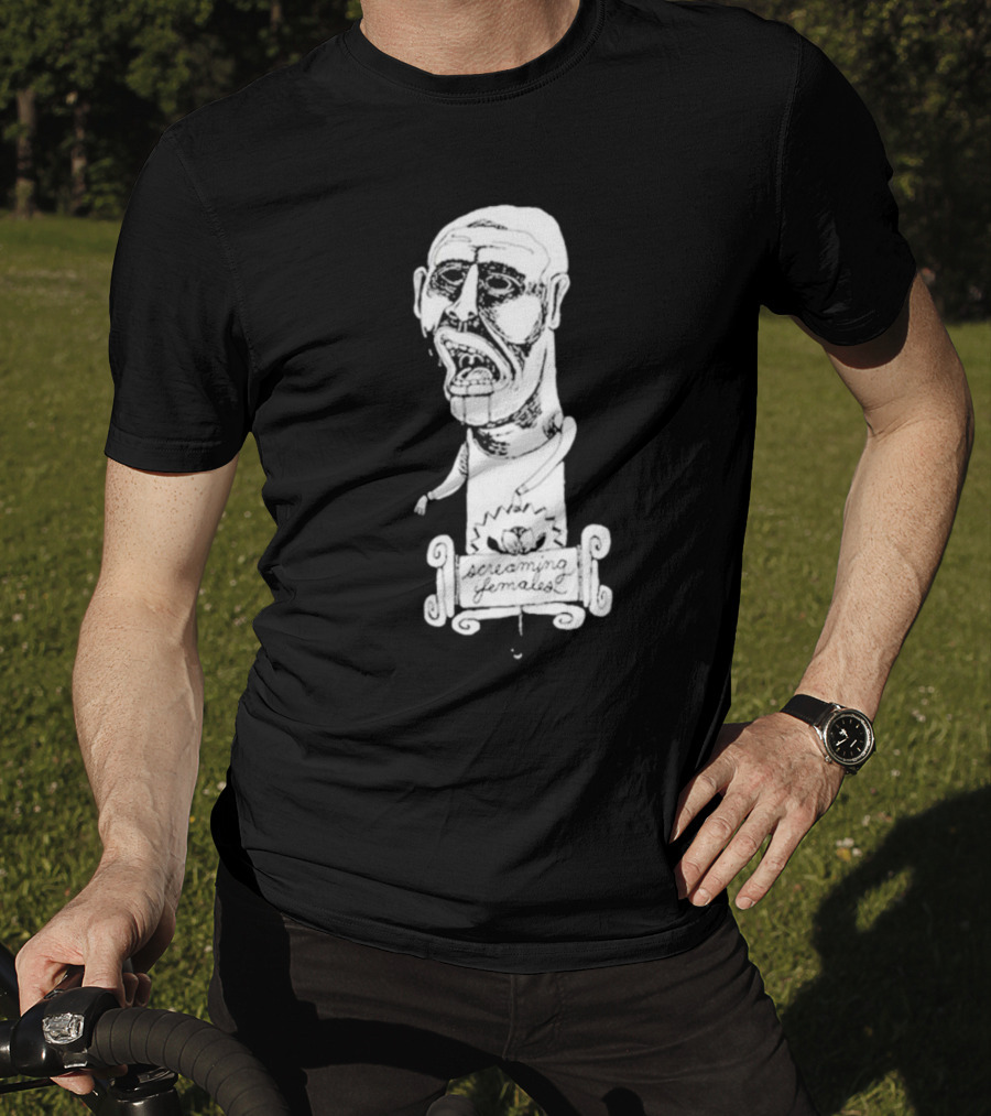 Screaming Females Band Illustration Black And White Head T-Shirt