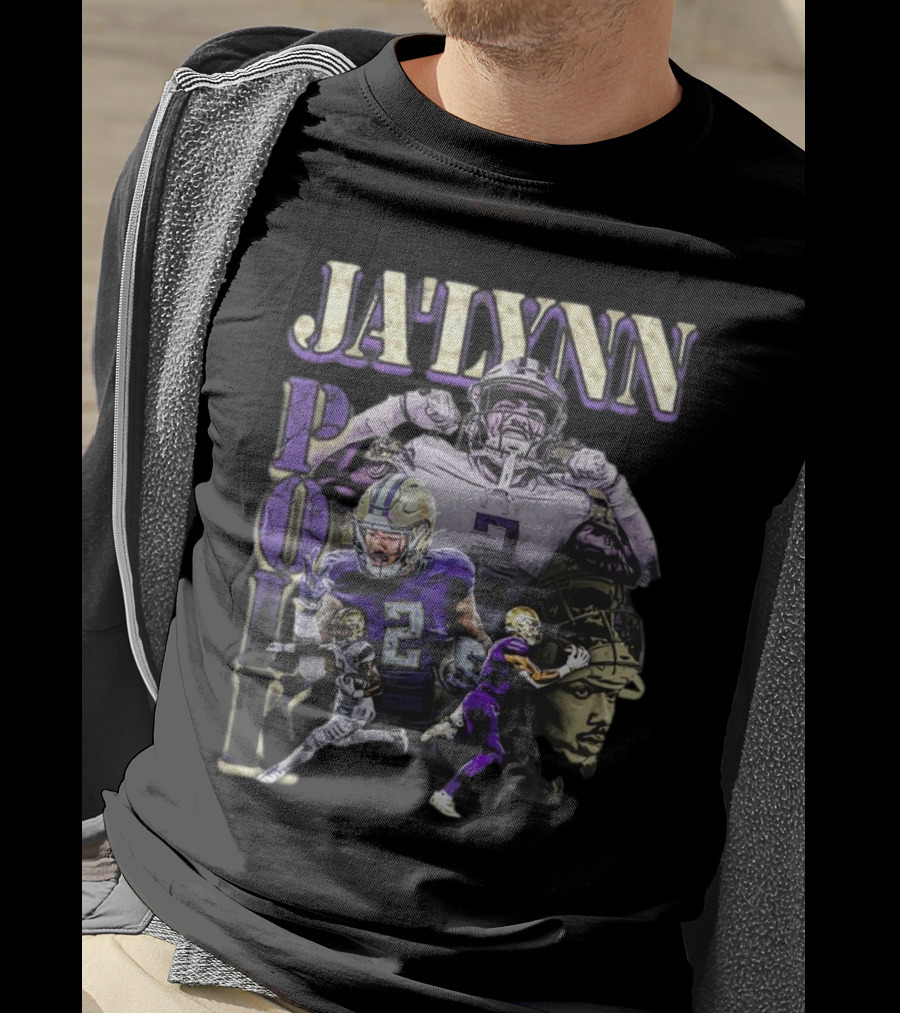 Jaylynn Polk Vintage Football Style Purple And Gold Player Collage T-Shirt