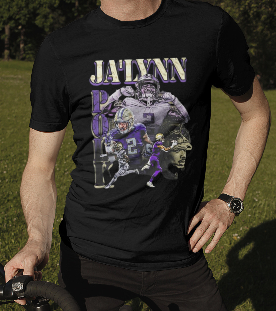 Jaylynn Polk Vintage Football Style Purple And Gold Player Collage T-Shirt