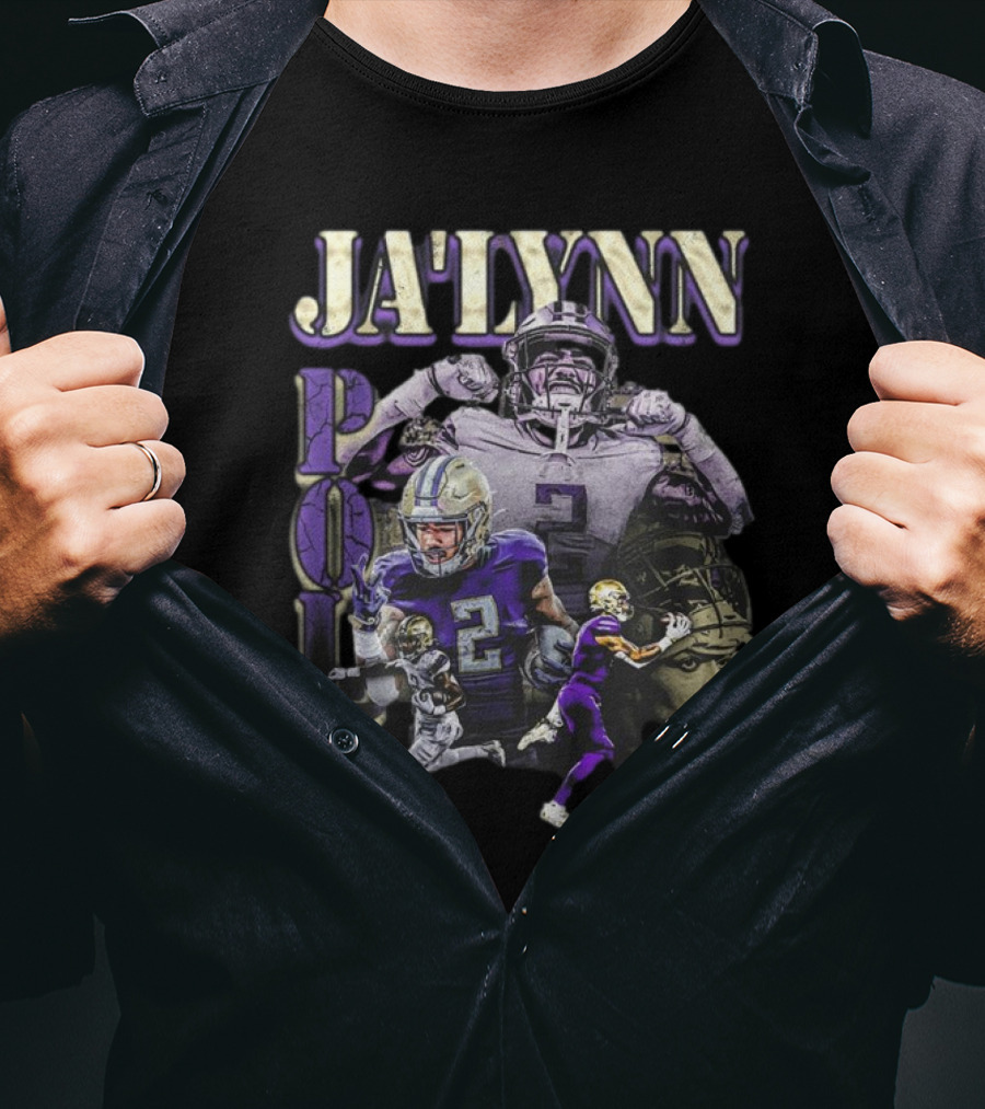 Jaylynn Polk Vintage Football Style Purple And Gold Player Collage T-Shirt