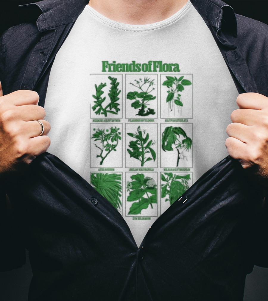 Friends Of Flora Plants Green Botanical Compilation T-Shirt