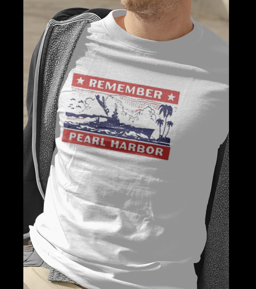 Remember Pearl Harbor 1941 Vintage Navy Battleship Aircraft Scene T-Shirt