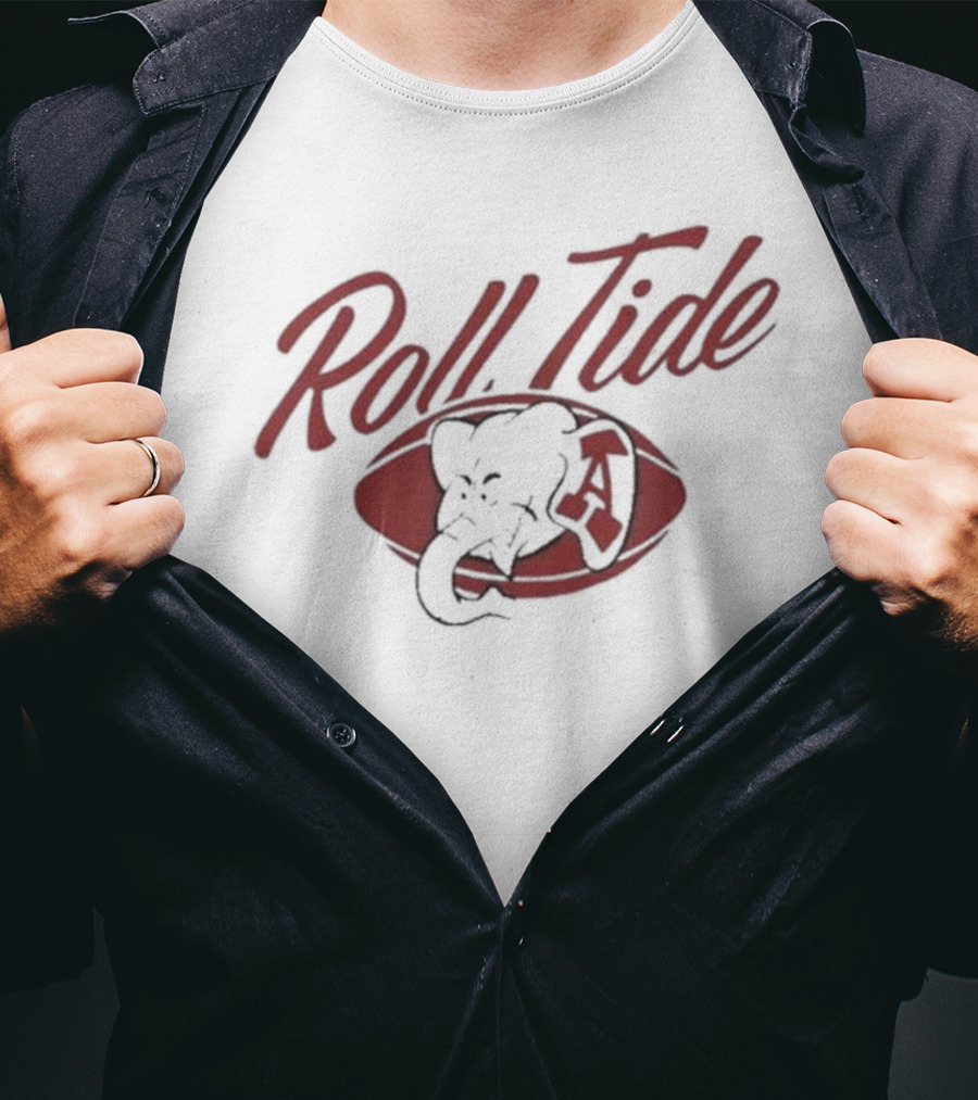 Alabama Roll Tide Football Vintage Ringer Elephant Emblem T-Shirt