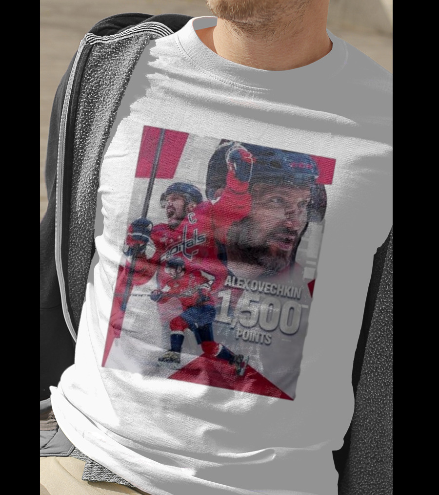 Alex Ovechkin 1500 Points Celebration Washington Capitals Red And White Hockey T-Shirt