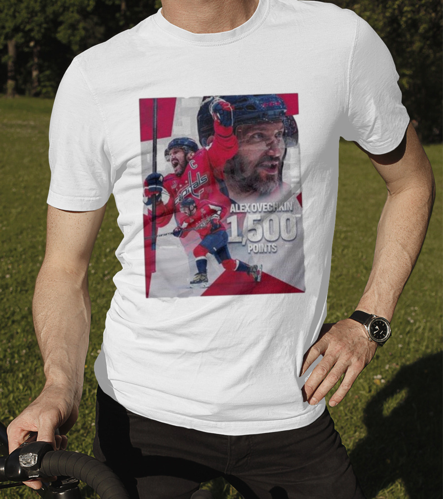 Alex Ovechkin 1500 Points Celebration Washington Capitals Red And White Hockey T-Shirt