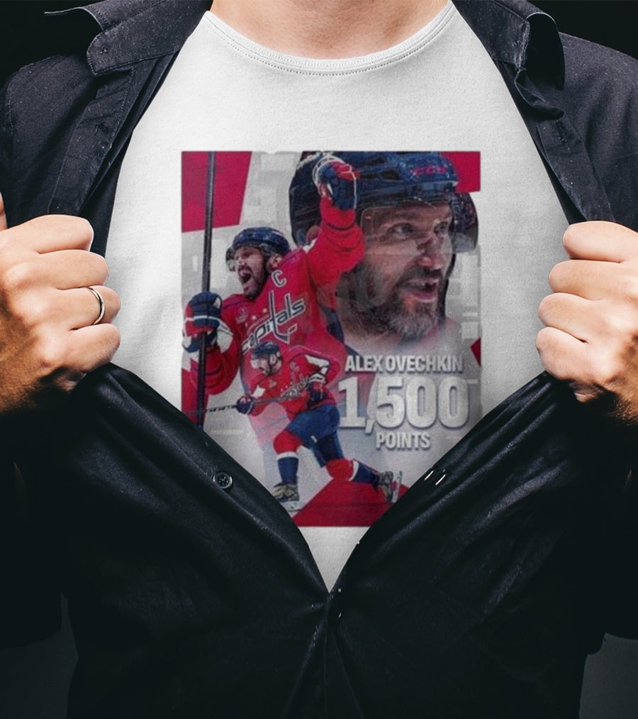 Alex Ovechkin 1500 Points Celebration Washington Capitals Red And White Hockey T-Shirt