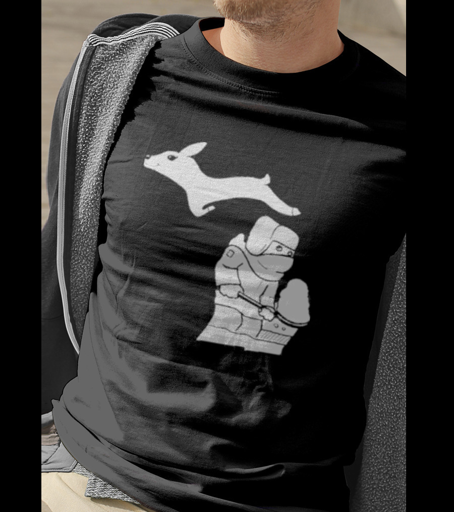 Michigan Snow Shoveling And Skiing Hare T-Shirt