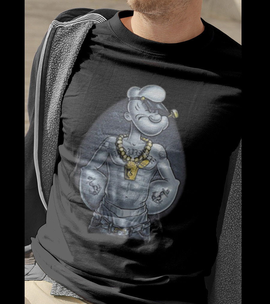 Popeye The Sailor Man Gangster Thug Jewelry Tattoos Pipe T-Shirt
