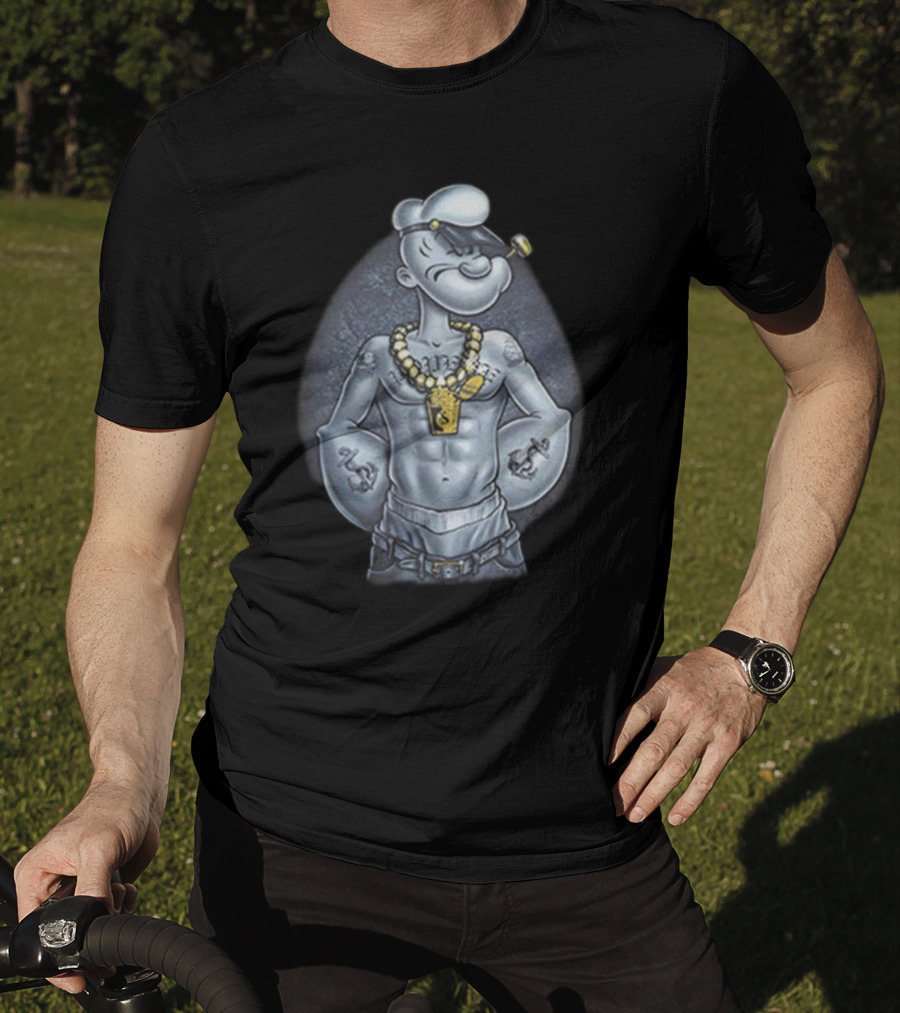 Popeye The Sailor Man Gangster Thug Jewelry Tattoos Pipe T-Shirt