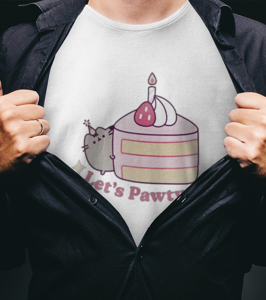 Pusheen Let's Pawty Cake Celebration Grey Marl T-Shirt