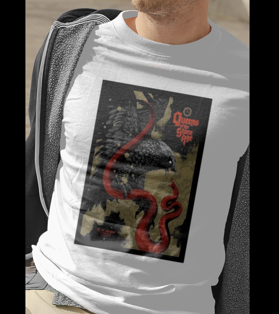 Queens Of The Stone Age R Mederos Art With Red Snake And Black Bird December 9 T-Shirt