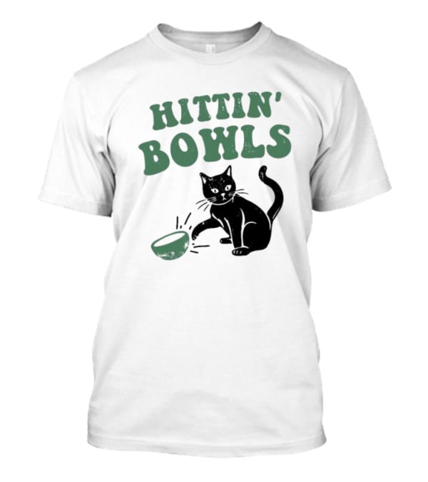 Hittin' Bowls Cat Playfully Knocking Over Item T-Shirt