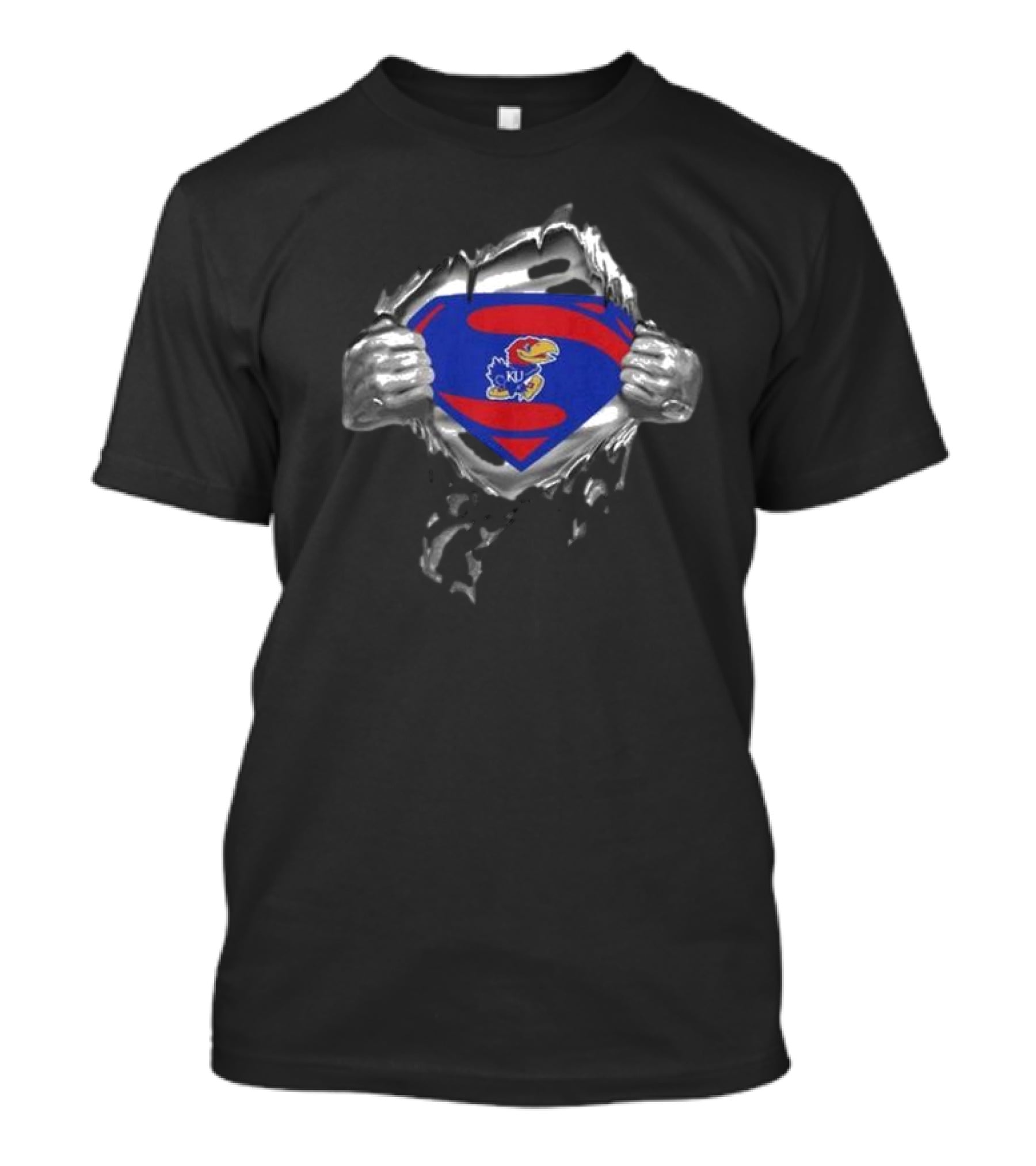 Kansas Jayhawks Emblem Revealed Inside Superman T-Shirt