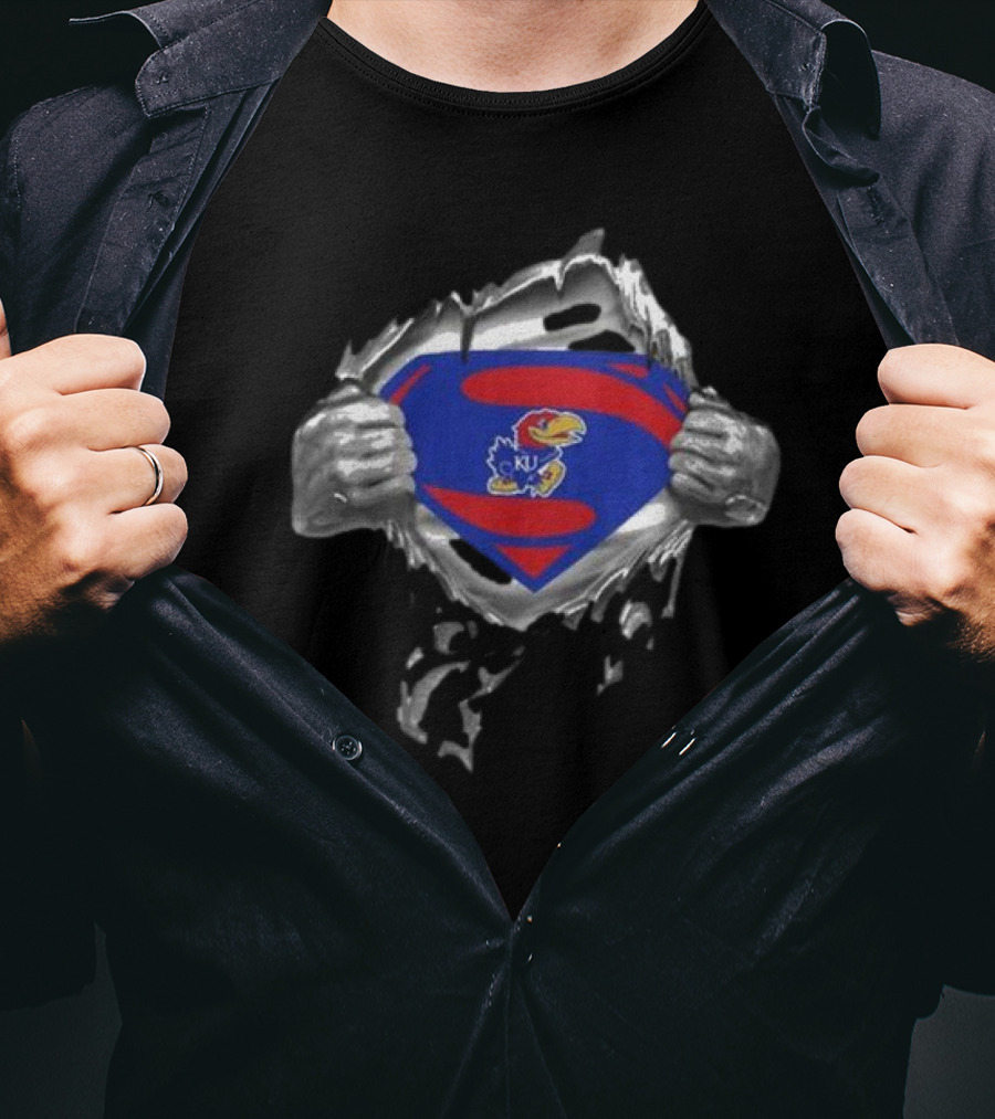 Kansas Jayhawks Emblem Revealed Inside Superman T-Shirt
