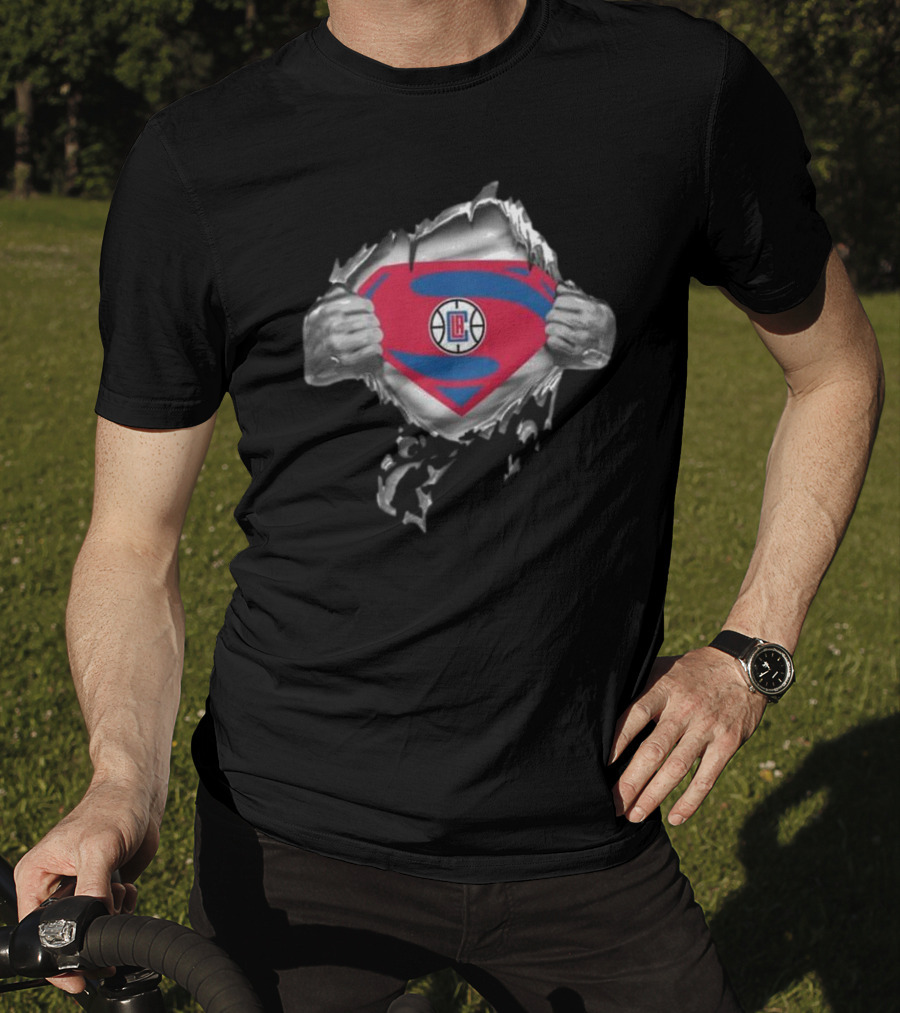 LA Clippers Superhero Emblem Reveal T-Shirt