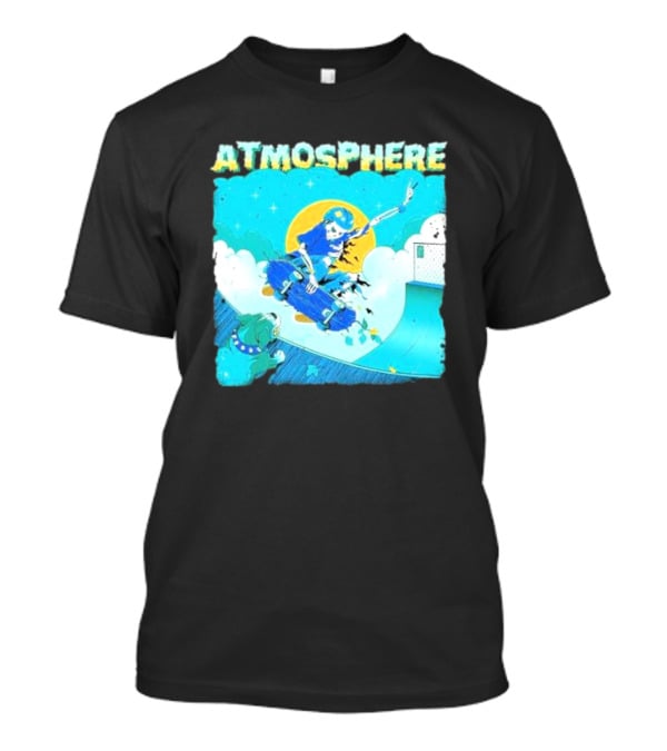 ATMOSPHERE Skateboarding Skeleton Dog Ramp Peace Sign T-Shirt