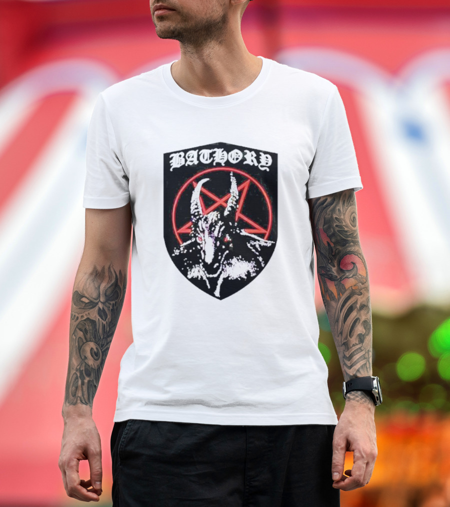 Bathory Pentagram Goat Shield T-Shirt