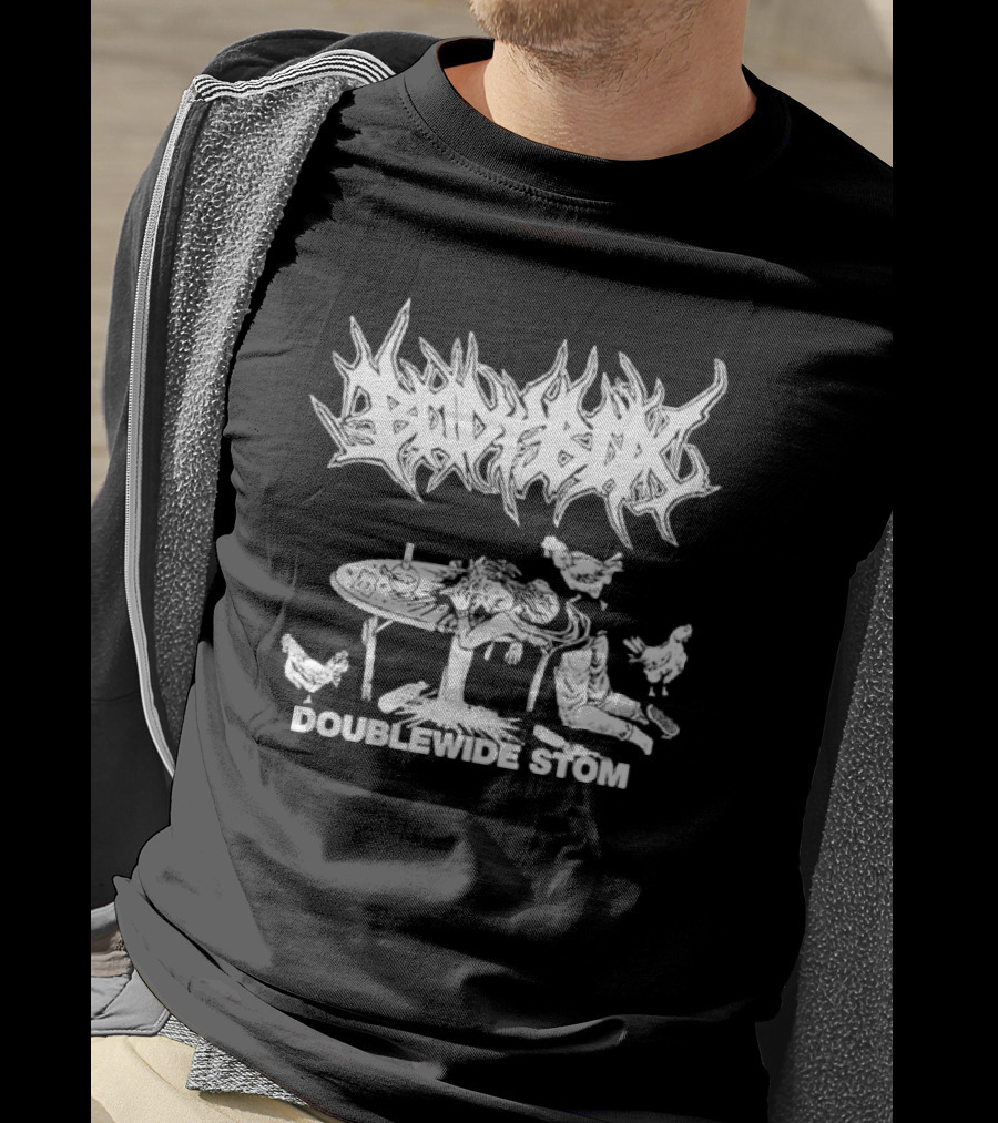 BODYBOX DOUBLEWIDE STOMP Table Chaos With Chickens T-Shirt