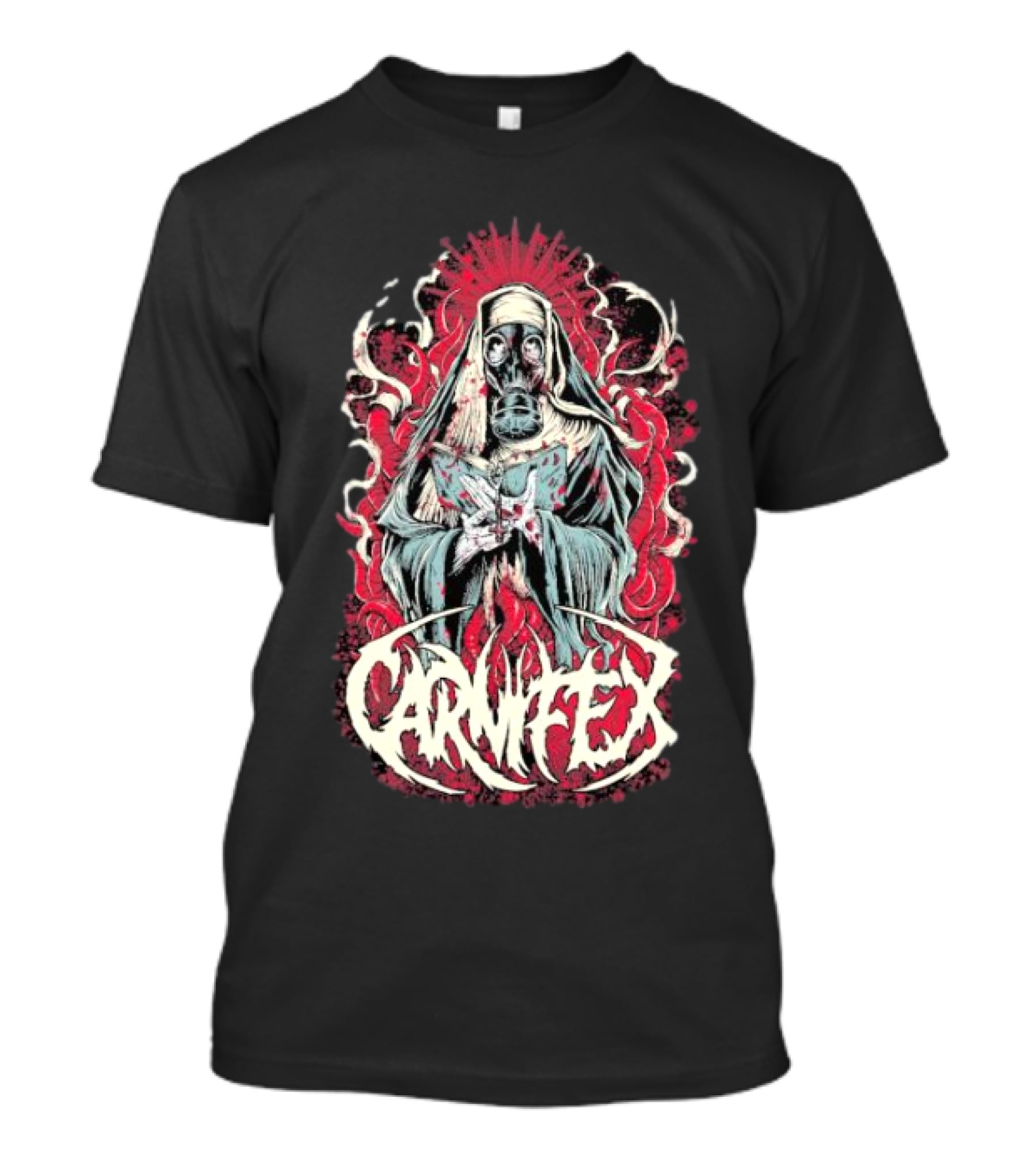 Carnifex Sister Rot Gas Mask Nun With Red Aura T-Shirt