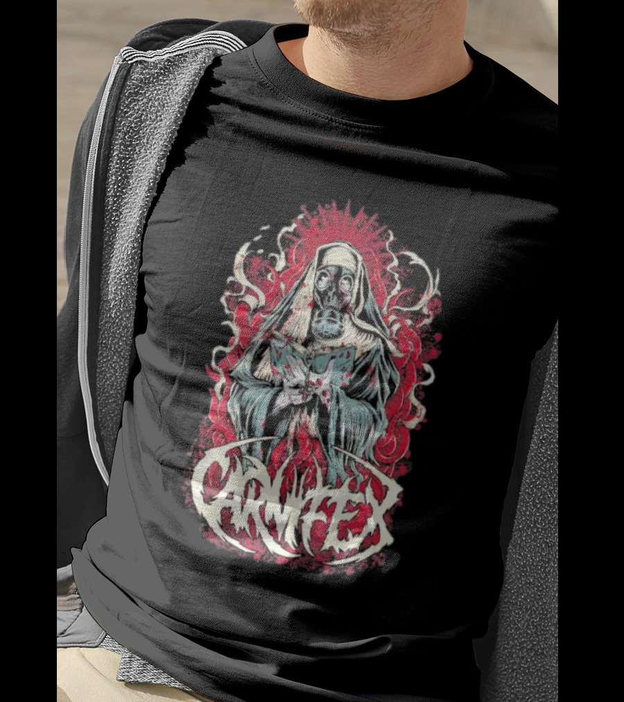 Carnifex Sister Rot Gas Mask Nun With Red Aura T-Shirt