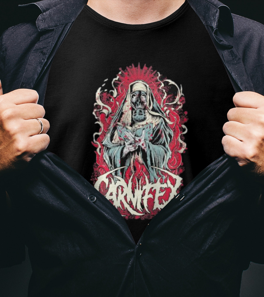 Carnifex Sister Rot Gas Mask Nun With Red Aura T-Shirt