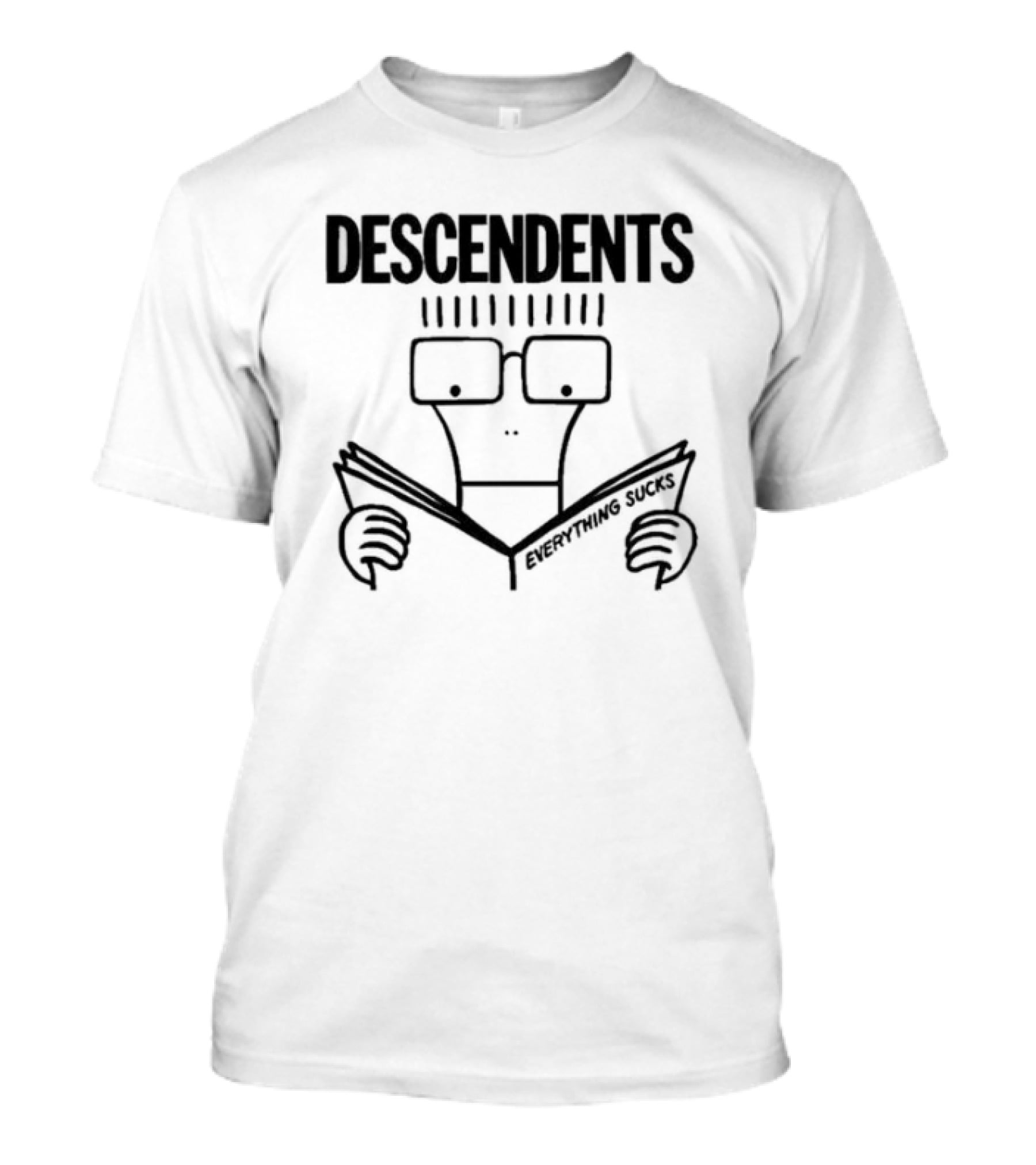 DESCENDENTS Everything Sucks Album Cover Cartoon Character Reading Book T-Shirt