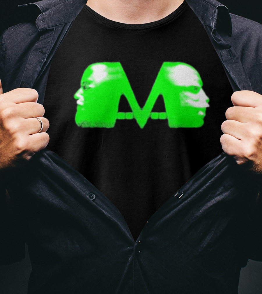 Mansionz M Faces Neon Green Portrait T-Shirt