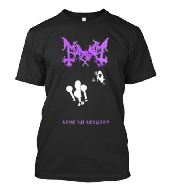 Mayhem Live In Leipzig Gothic Logo And Abstract Figure T-Shirt