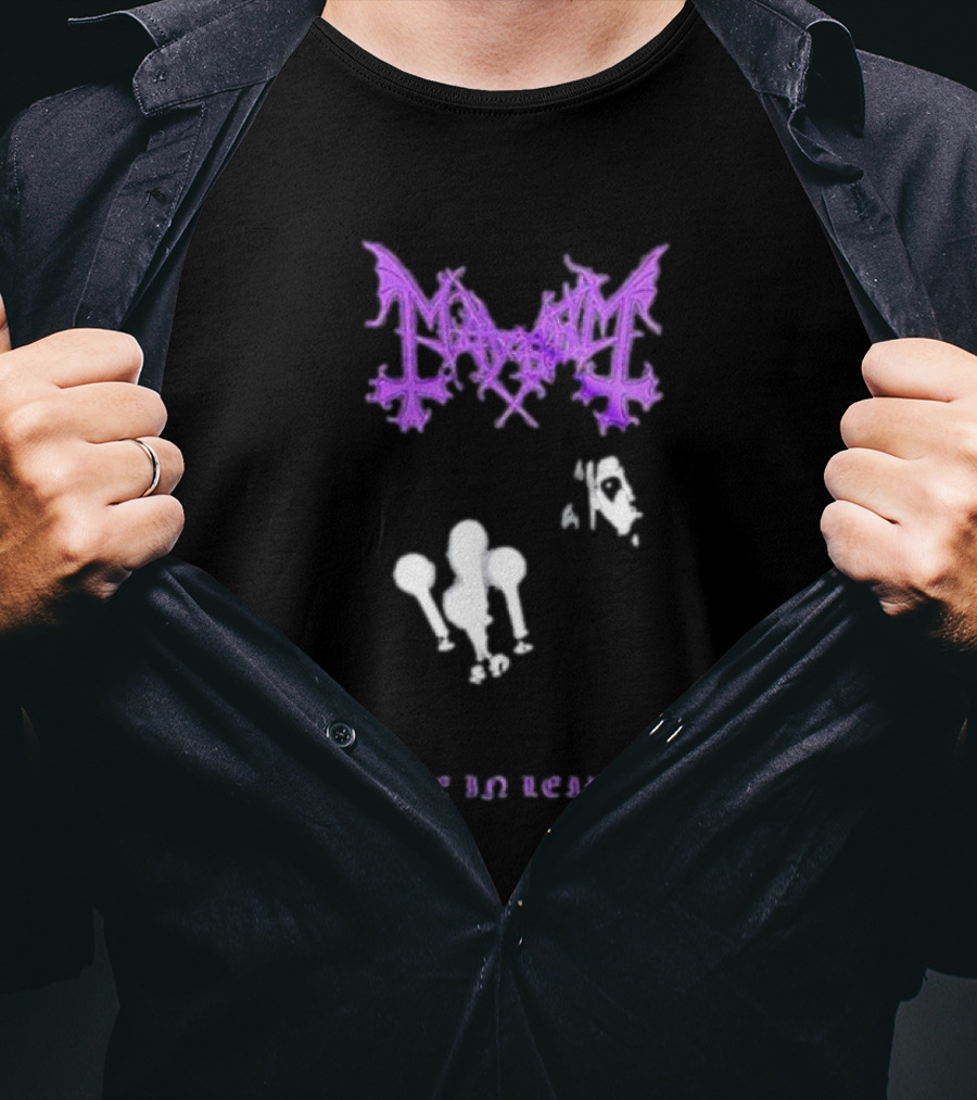 Mayhem Live In Leipzig Gothic Logo And Abstract Figure T-Shirt