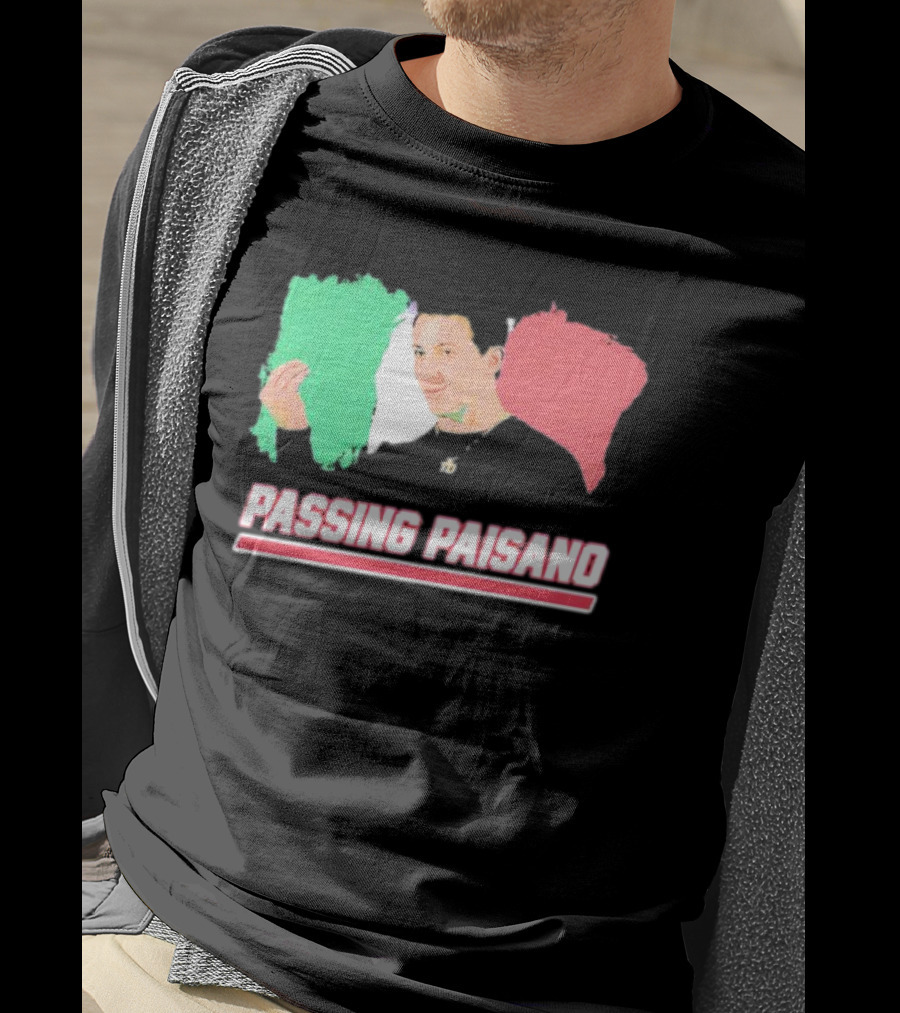 Passing Paisano Italian Gesture Flag Background T-Shirt