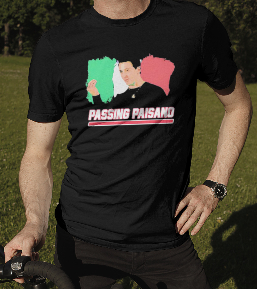 Passing Paisano Italian Gesture Flag Background T-Shirt