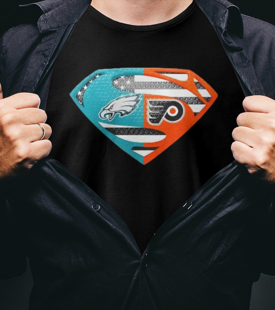 Philadelphia Eagles Philadelphia Flyers Superman Logo Mashup T-Shirt