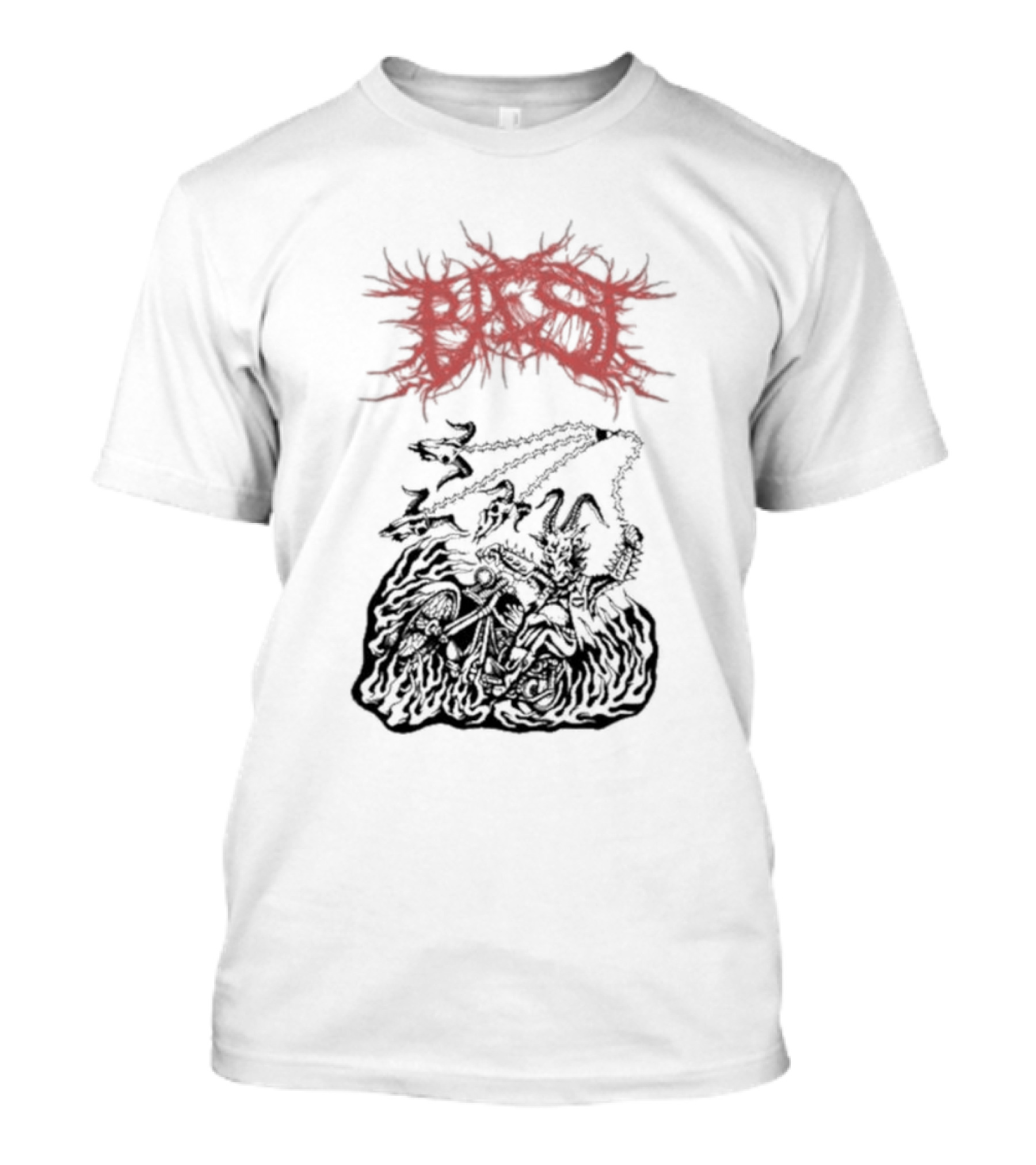 BAEST Biker Goat Rider Chains And Flames T-Shirt