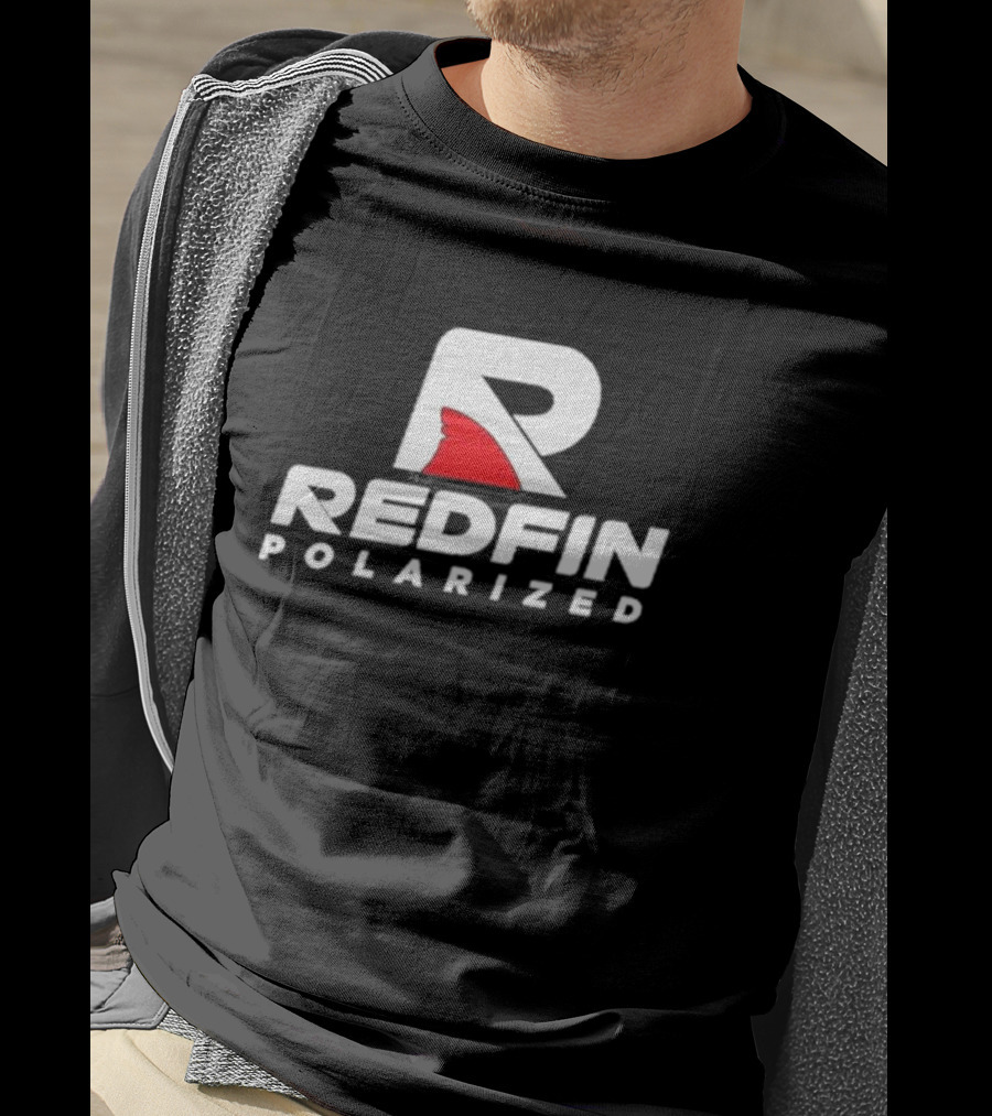 Redfin Polarized R Shark Logo White And Red T-Shirt