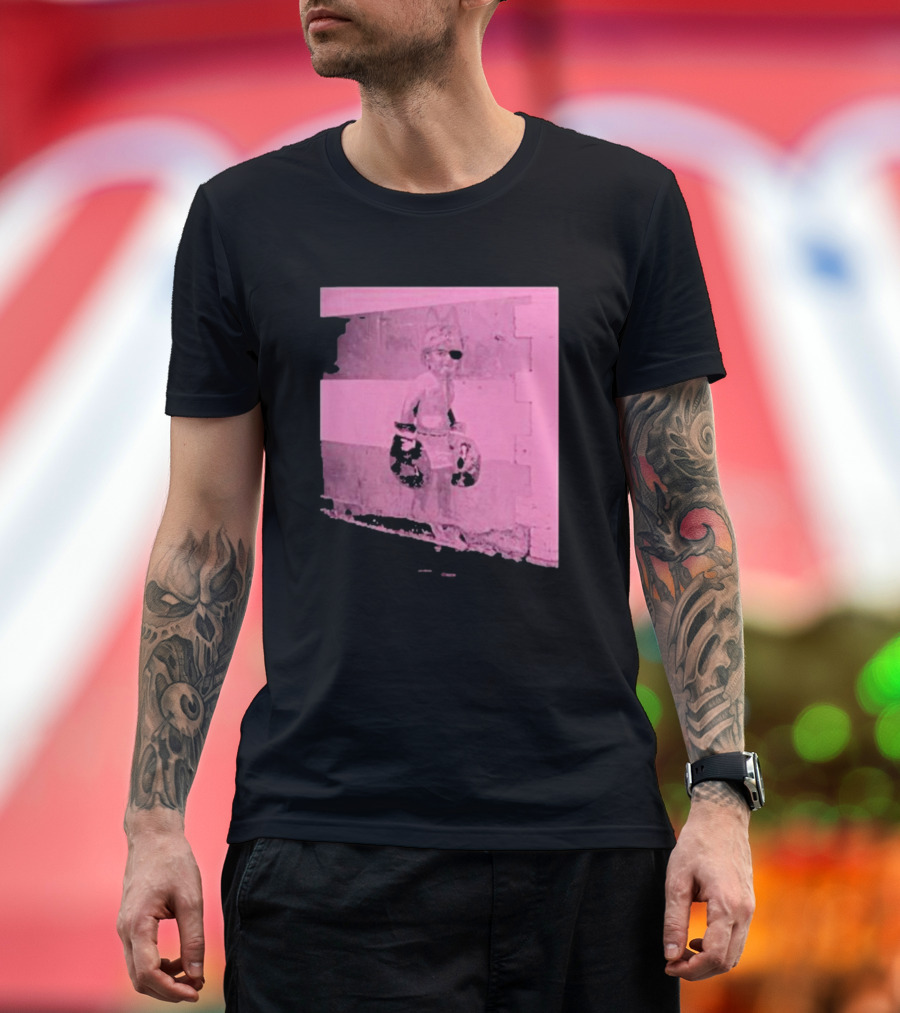 Relentless Tour Date Back Print with Pink Boxing Statue T-Shirt